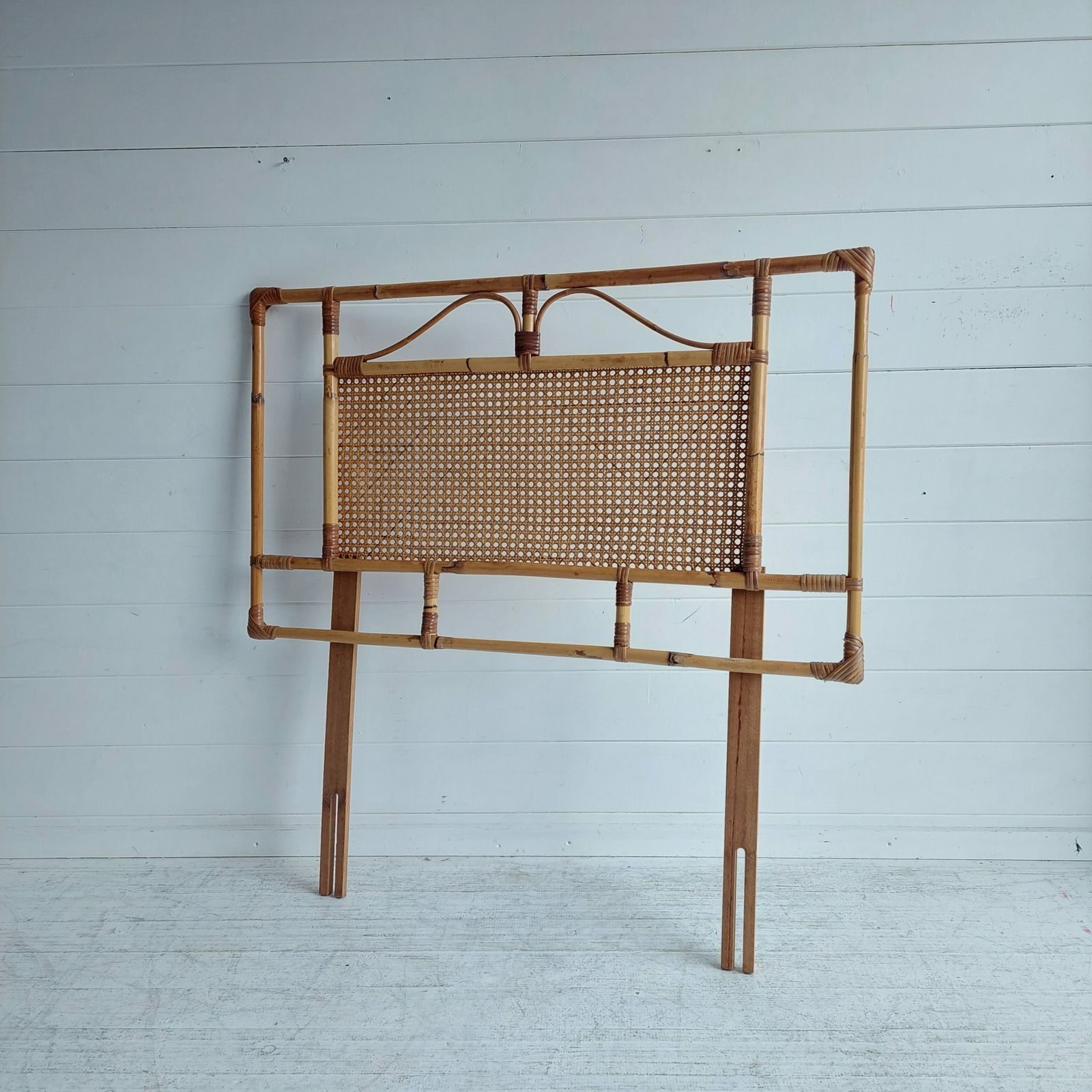 Mid Century Vintage Rattan / Cane  And Bamboo Singe Headboard, 1970s photo 90.0