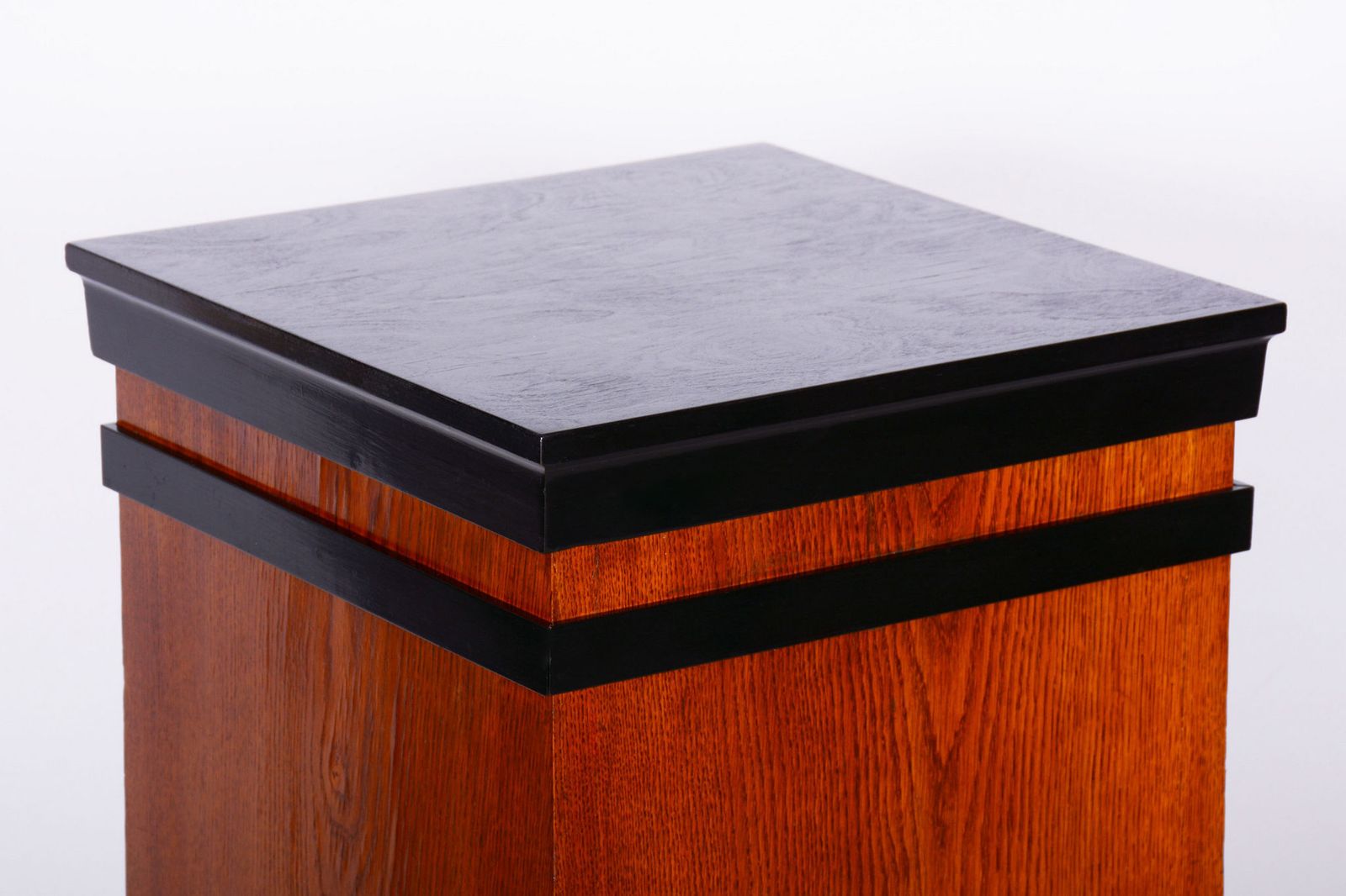 Restored Art Deco Pedestal, Beech, Oak Veneer, Revived Polish, Czech, 1920s photo for sale