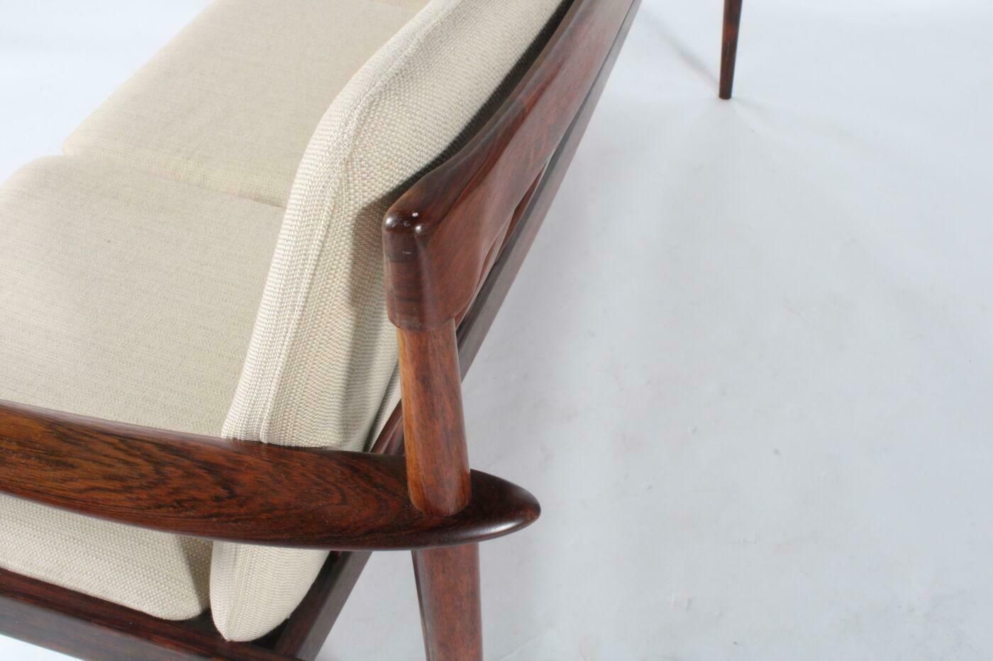 photo for sale A Wonderful And Rare Danish Sofa In Rosewood By Grete Jalk Pj Mobelfabrik