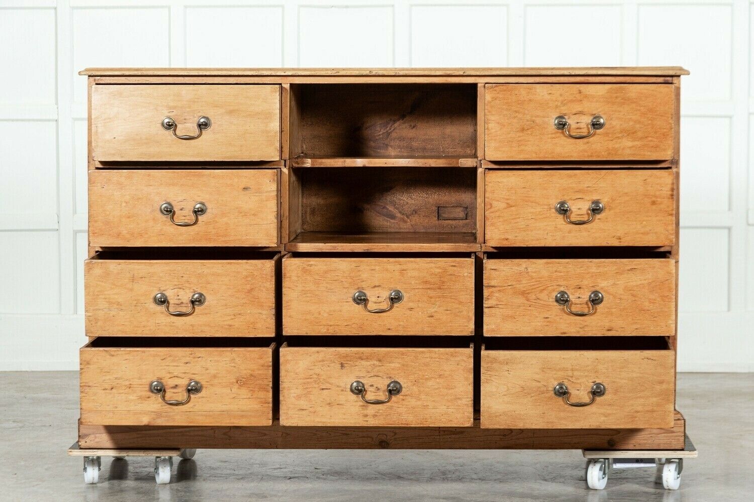 19thc English Pine Bank Haberdashery Drawers / Counter photo buy
