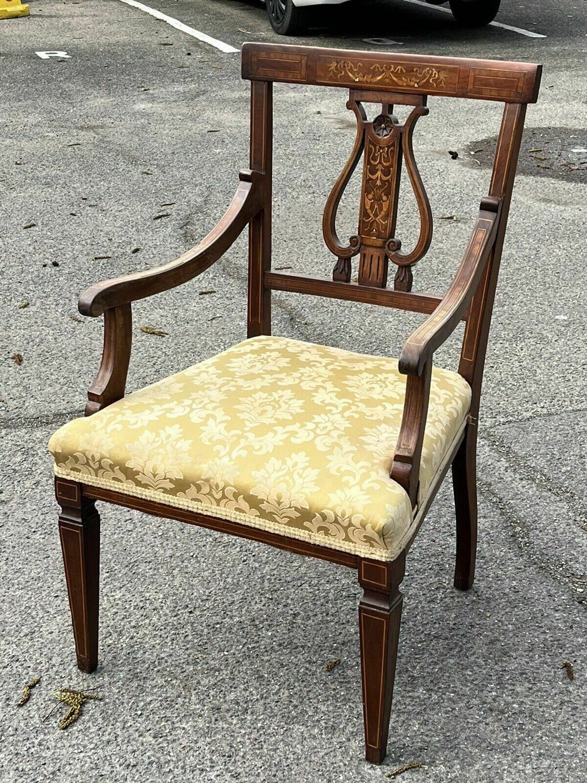 Antique Sheraton Inlaid Mahogany Armchair photo for sale