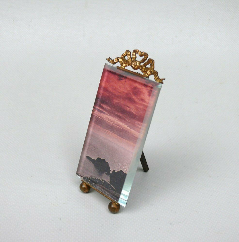 Small Art Nouveau Picture Frame In Brass & Glass Pane photo furniture