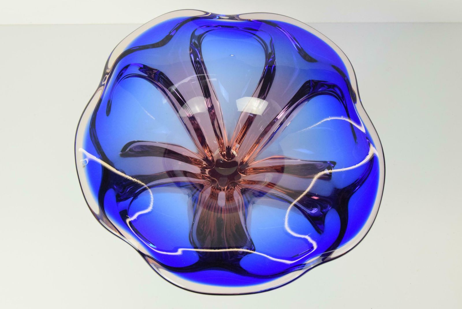 Mid Century Big Art Glass Bowl, Design Josef Hospodka For Chribska, 1960's. photo for sale