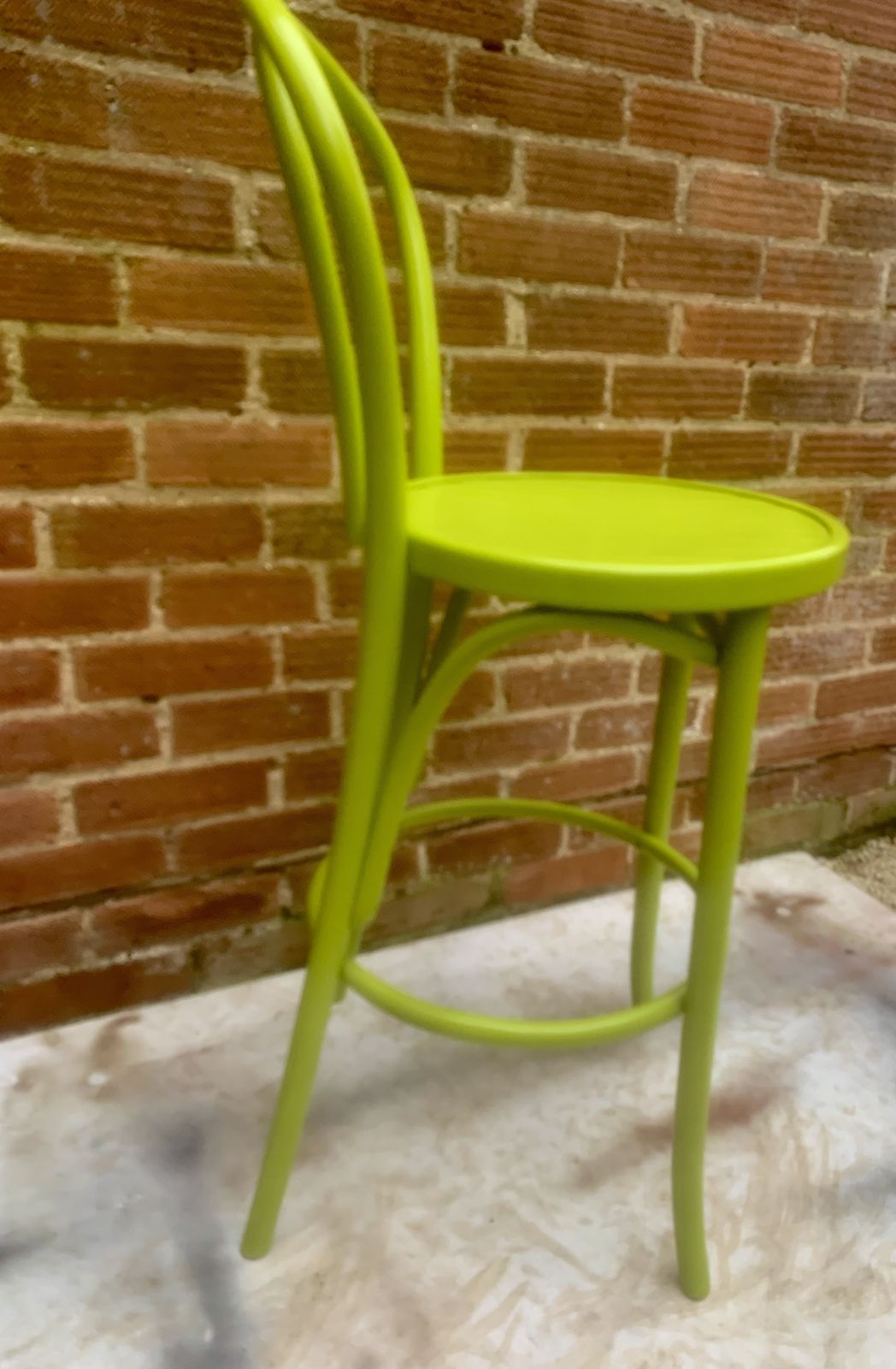 A Pair Of Vibrant Lime Green Bar Stools photo vinterior
