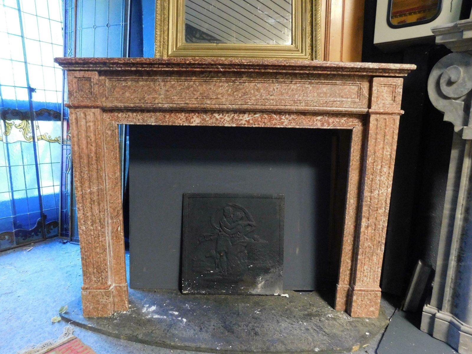 Fireplace Mantle Carved In Red "Breccia Pernice" Marble, Italy photo furniture