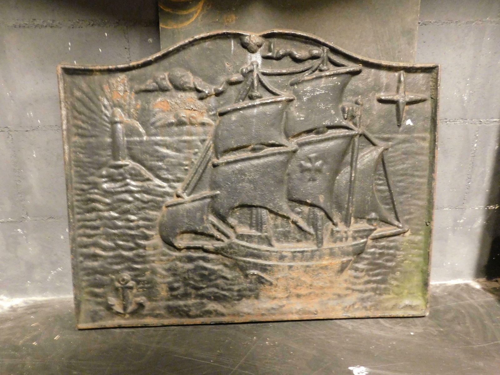 Cast Iron Fireplace Backplate, Italy photo for sale