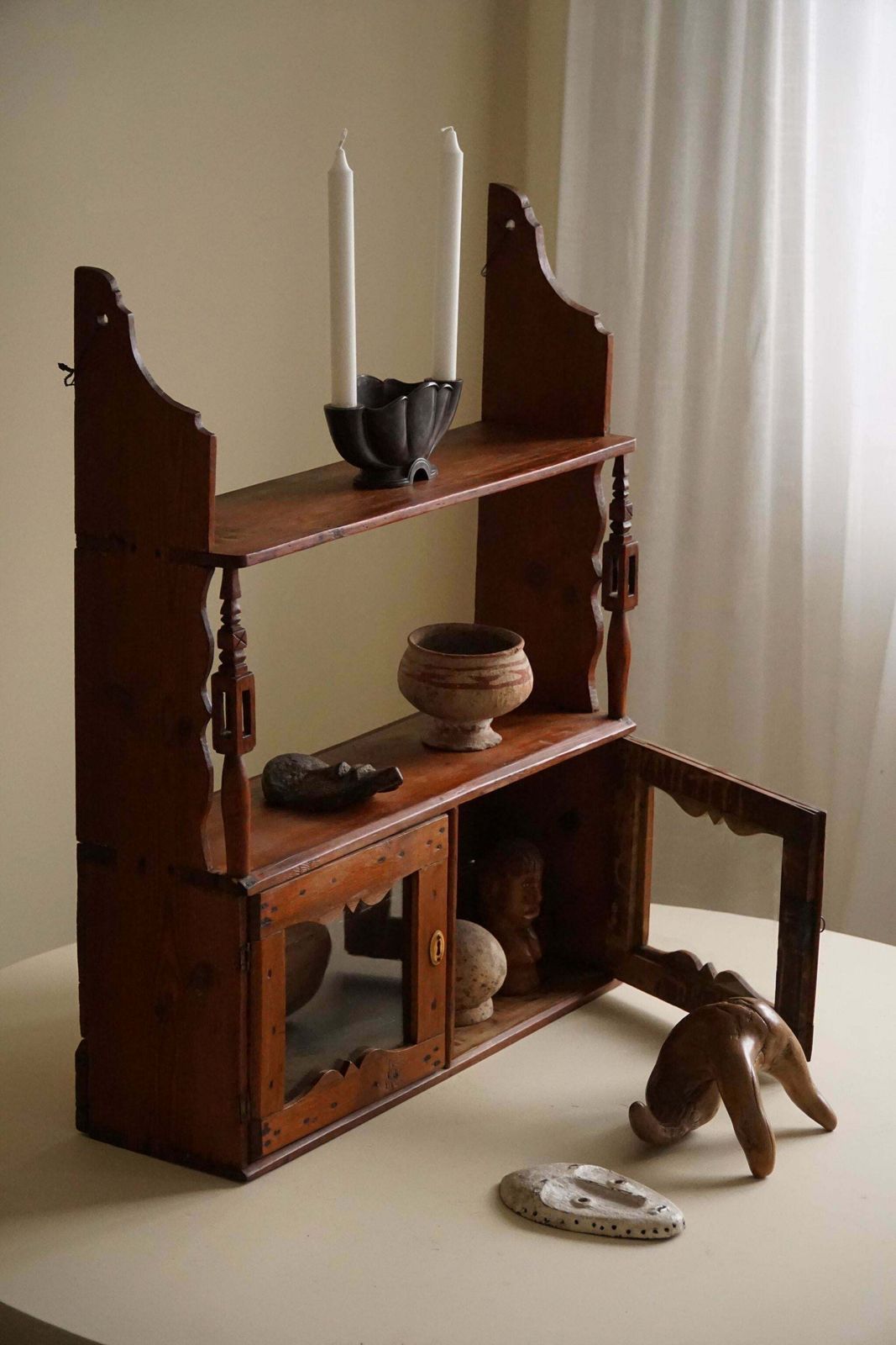 Primitive Wall Shelf In Pine, By A Swedish Carpenter, Late 19th Century photo furniture