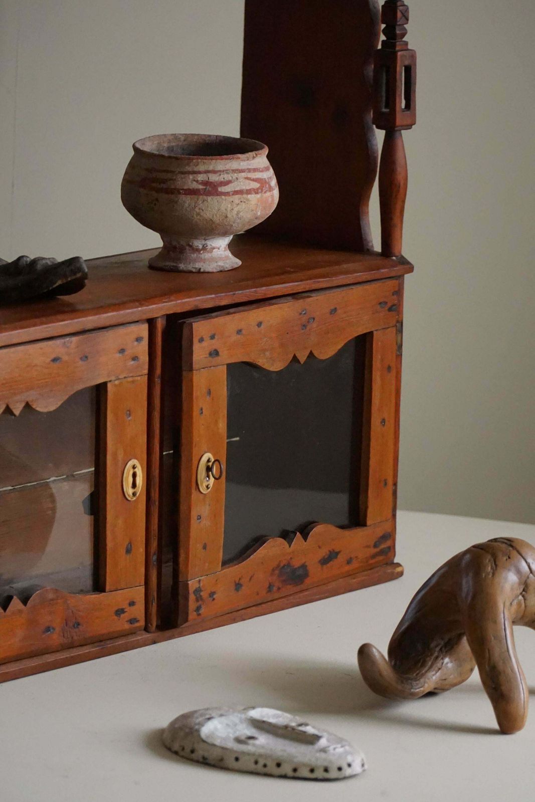 Primitive Wall Shelf In Pine, By A Swedish Carpenter, Late 19th Century photo Furniture