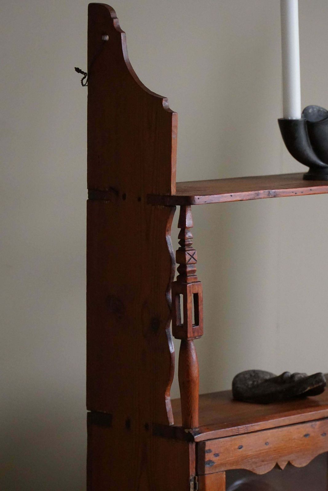 Primitive Wall Shelf In Pine, By A Swedish Carpenter, Late 19th Century photo vintage