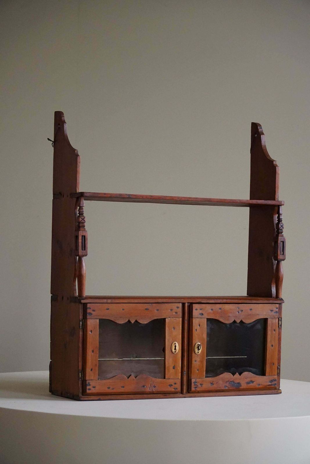 Furniture Primitive Wall Shelf In Pine, By A Swedish Carpenter, Late 19th Century photo