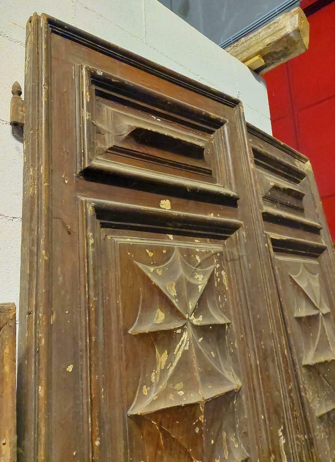 Double Entrance Door In Larch Carved And Lacquered From Turin (Italy) photo 3688.0