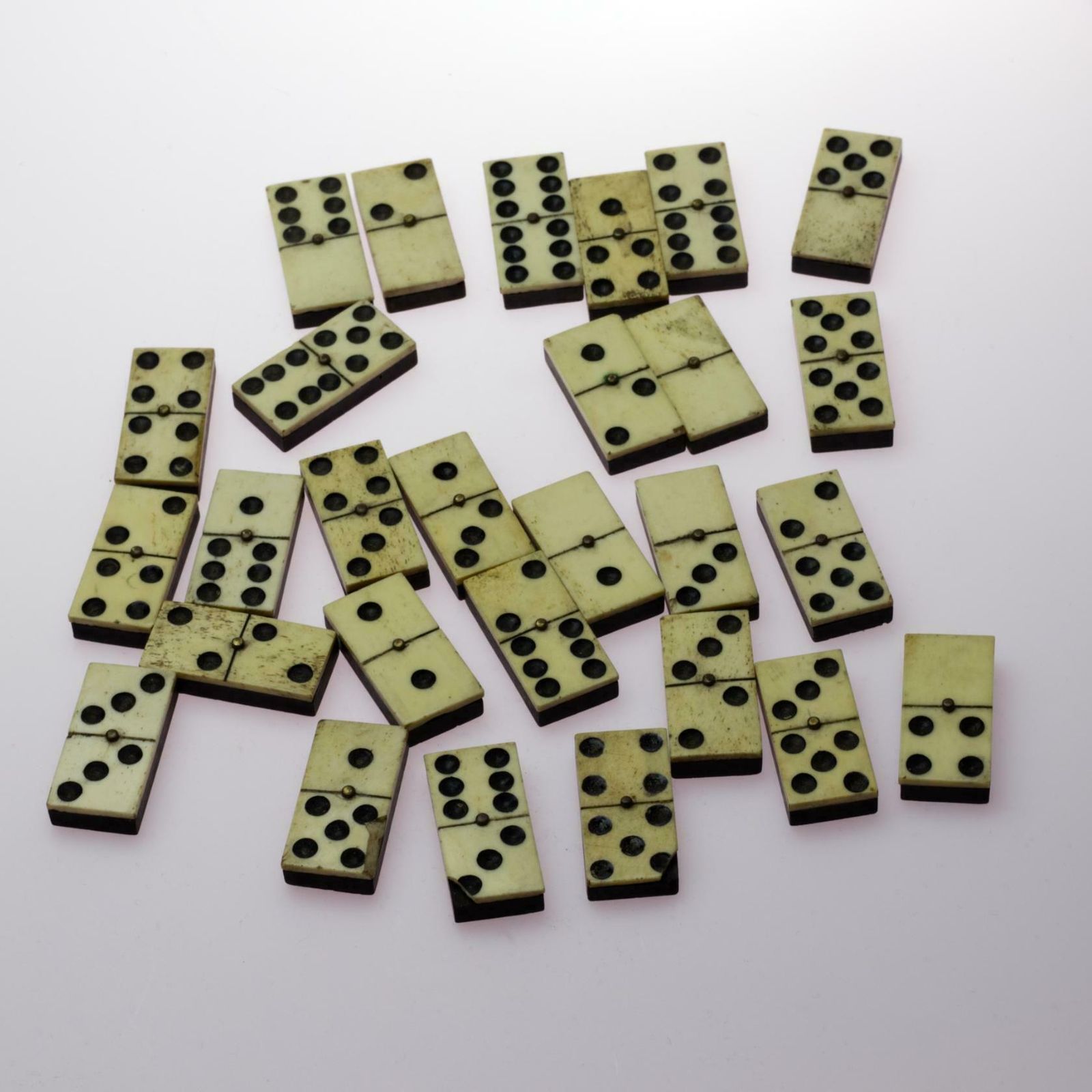 Antique French Bone And Ebony Dominoes Set, 1800s photo vinterior