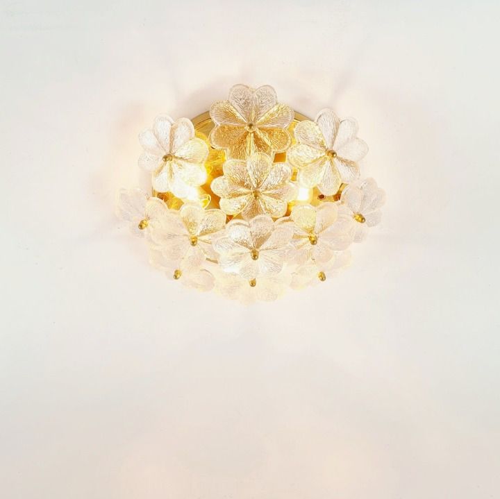 Mid Century Floral Murano Glass Flush Mount By Ernst Palme For Palwa, Germany, 1960s photo buy