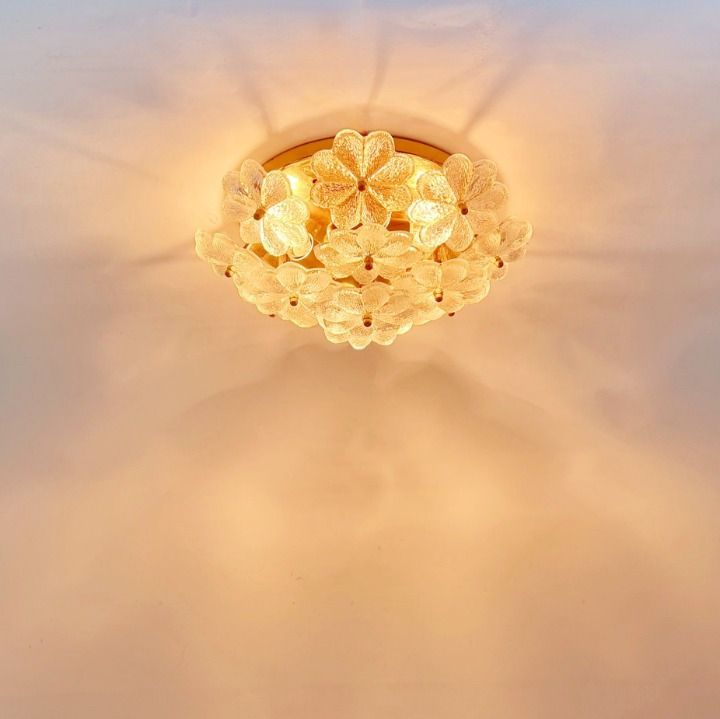 photo for sale Mid Century Floral Murano Glass Flush Mount By Ernst Palme For Palwa, Germany, 1960s