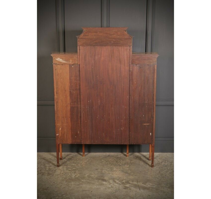 photo for sale Edwardian Marquetry Inlaid Mahogany Glazed Side Cabinet