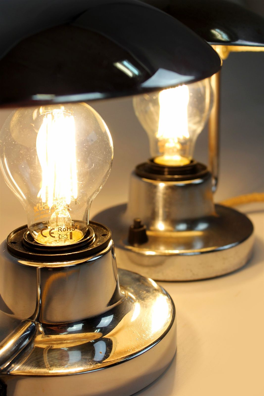 440.0 Bauhaus Style Chrome Table Lamps From Napako, 1940s, Set Of 2 photo