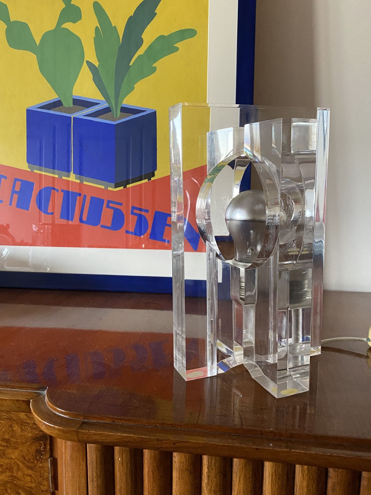 Lighting Sandro Petti, Sculptural Lucite Table Lamp, Maison Jansen France 1970s photo