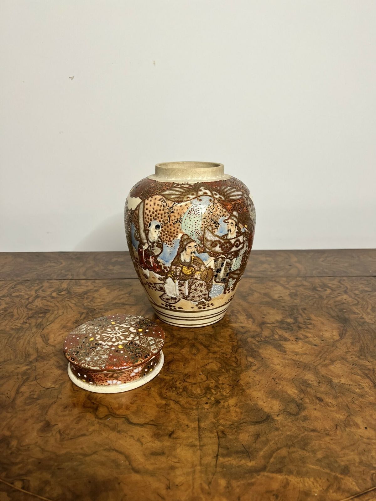 Quality Antique Japanese Satsuma Ginger Jar And Cover photo for sale