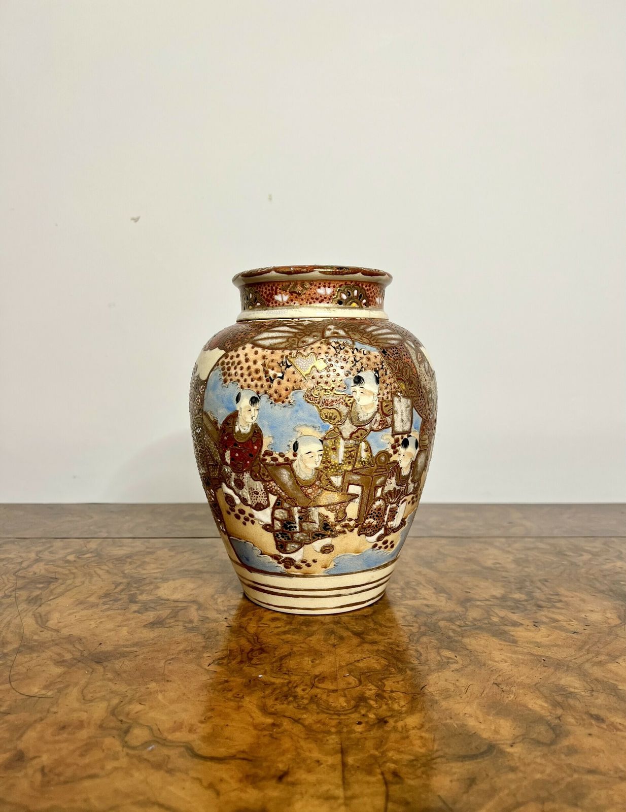 Quality Antique Japanese Satsuma Ginger Jar And Cover