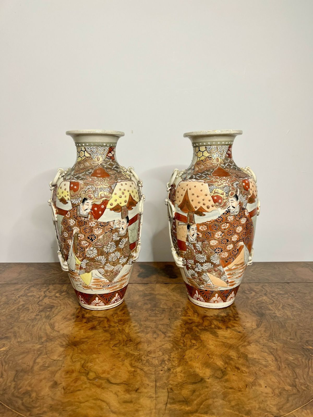 Quality Pair Of Large Antique Satsuma Vases photo 485.0