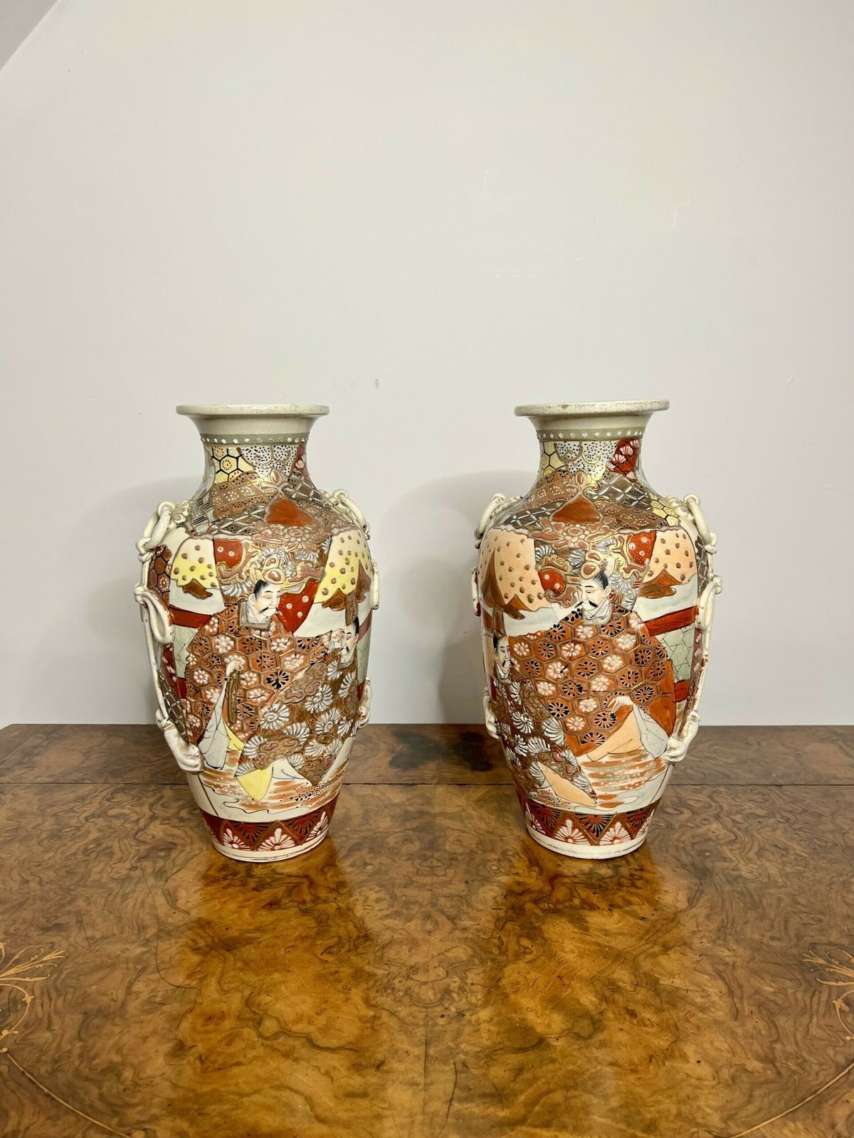 Quality Pair Of Large Antique Satsuma Vases