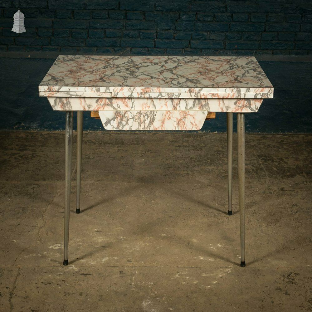 Melamine Extending Table, Vintage 1960’s With A Marble Effect