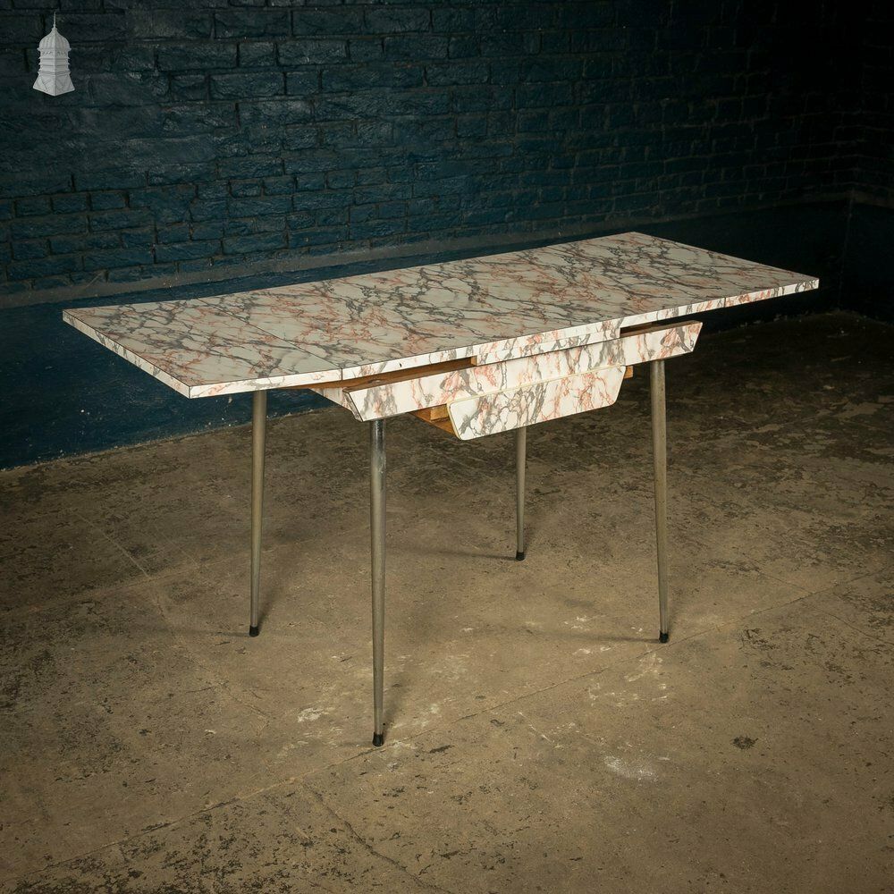 Melamine Extending Table, Vintage 1960’s With A Marble Effect photo Furniture