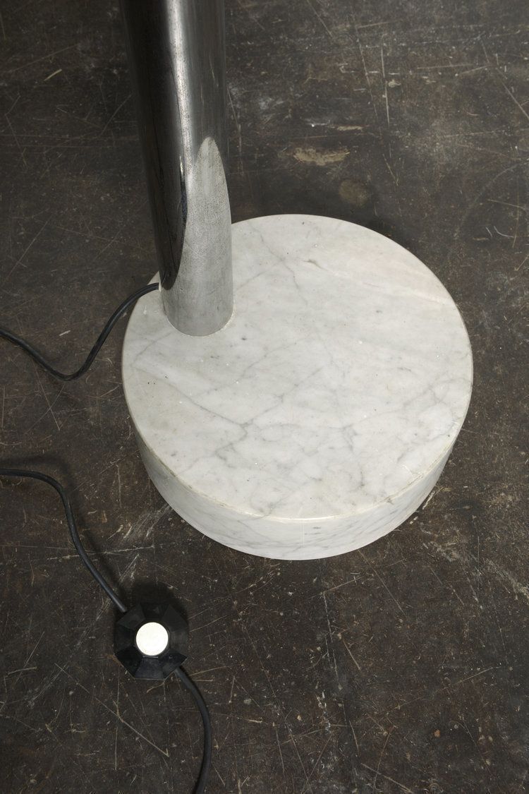 Splendid  Carrara Marble And Chrome Floor Lamp, "Muguet" By Goffredo Reggiani, Italy 1970s photo for sale