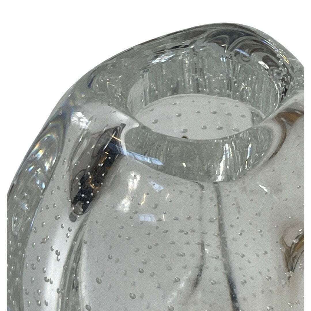 Floris Meydam   Glasunie Leerdam   Vase With Encapsulated Bubbles   Model 'Beukennootje' / Beechnut (Small)   Encapsulated Bubbles photo vintage