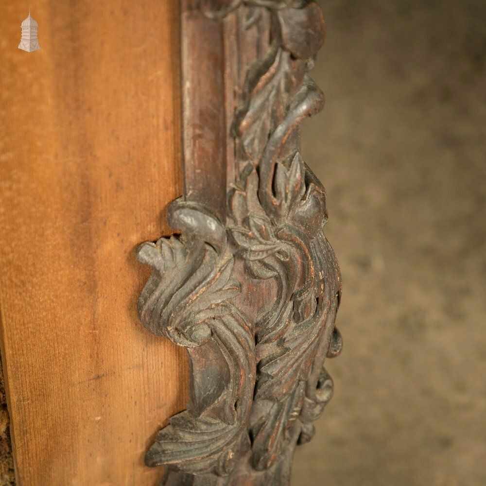 photo vintage Carved French Fire Screen, Crewel Work Tapestry, 18th C Carved Oak Frame