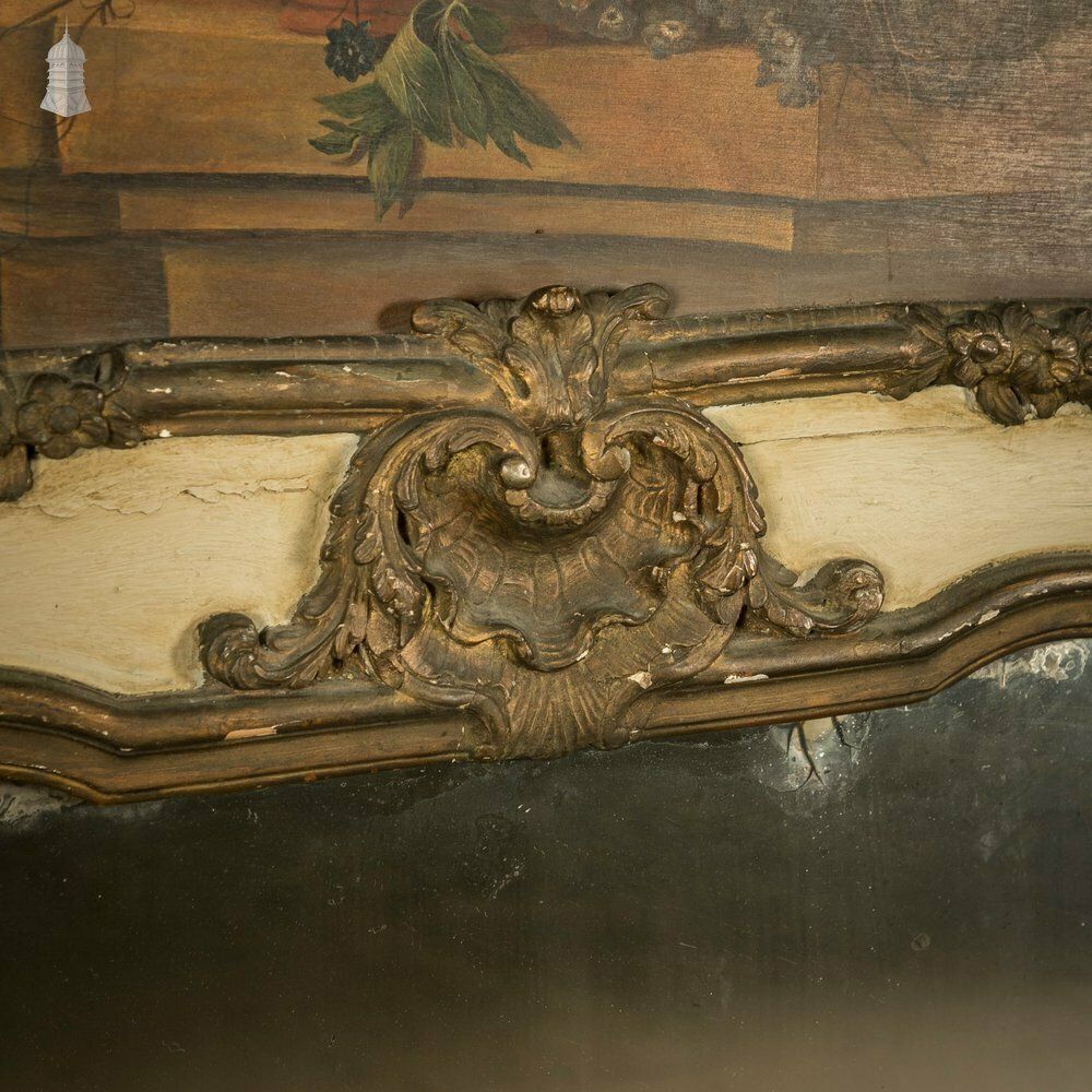 photo furniture Louis XVI Trumeau Mirror, Painted Floral Still Life