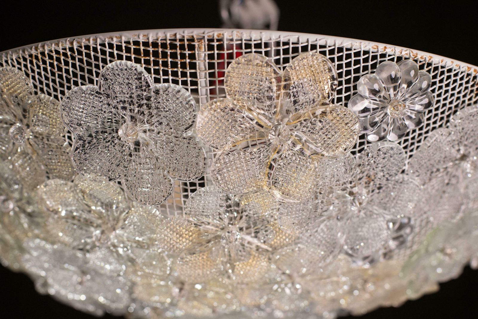 2195.0 Mid Century Gold Flower Glass Ceiling Light 1960s By Barovier E Toso photo