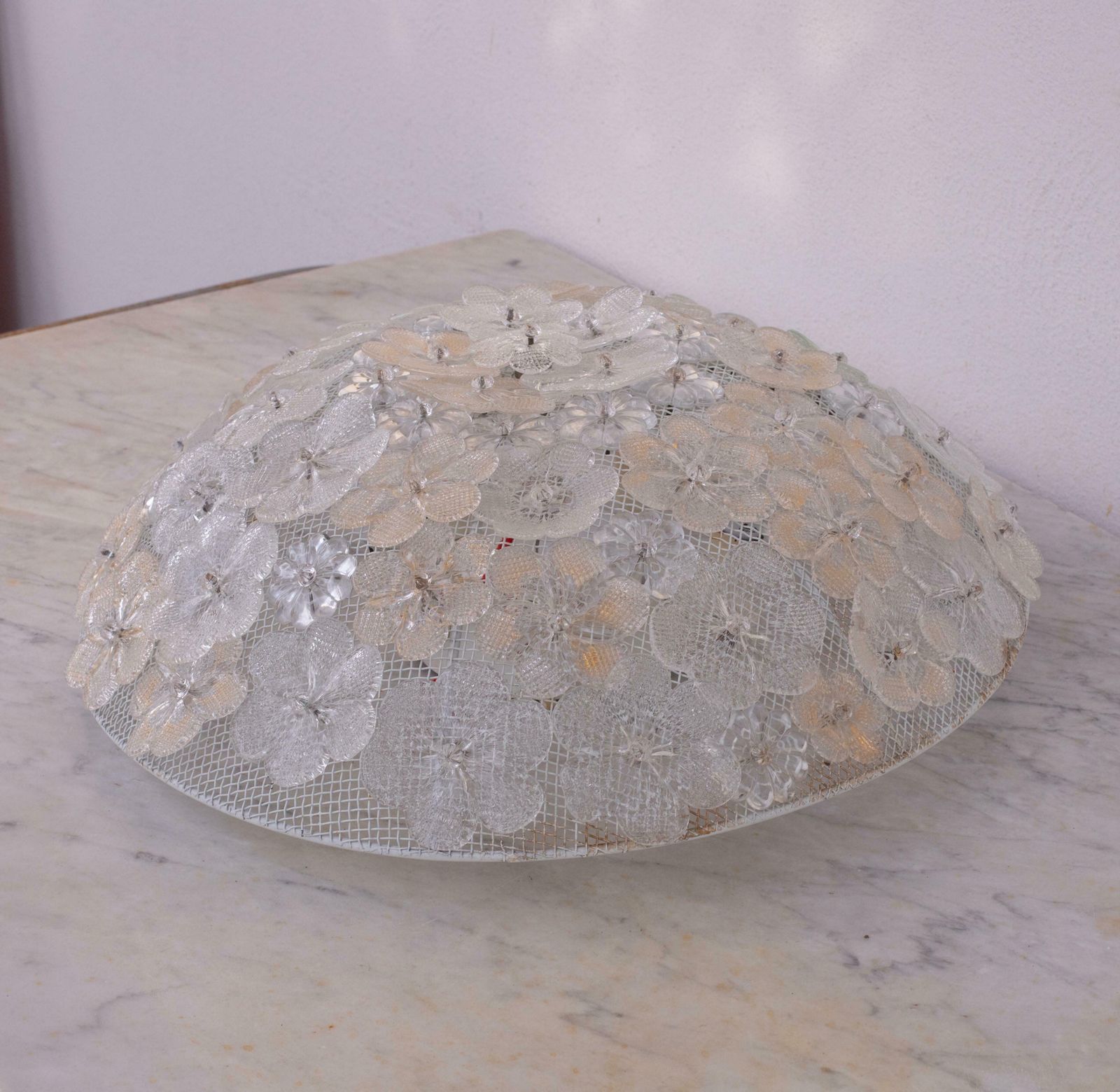 photo vintage Mid Century Gold Flower Glass Ceiling Light 1960s By Barovier E Toso
