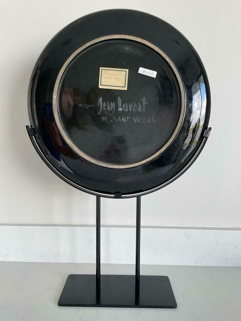 Jean Lurcat Glazed Ceramic Plate, Green & Black, Medusa, C1955, France photo furniture