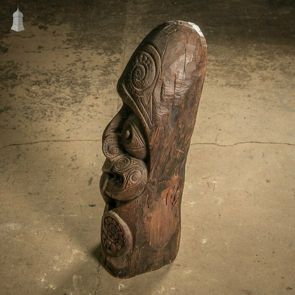 Maori Tribal Sculpture, Early 1800s Carved Hardwood Figure Or Totem photo 6300.0