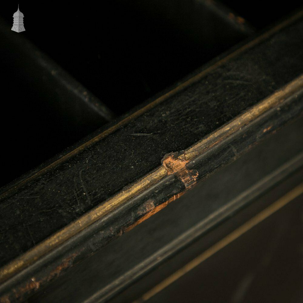 Victorian Canterbury Sheet Music Rack, Ebonised Hardwood With Gold Column Details photo vinterior