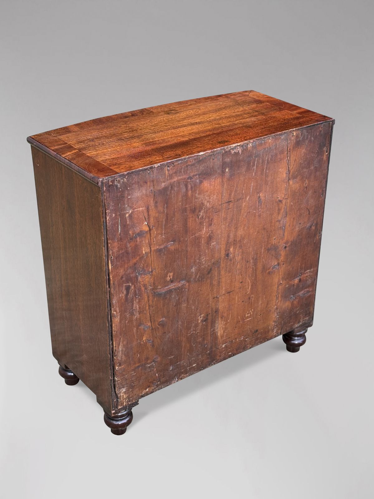 19th Century Miniature Bow Fronted Mahogany Chest Of Drawers photo for sale