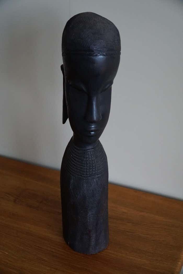 Decorative African Wooden Sculpture, Mid Century, Handcrafted In The 1940 50s photo vintage