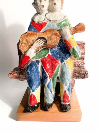 Ceramic Sculpture Of A Couple Of Musicians By Walter Pozzi, 1980s photo 352.0