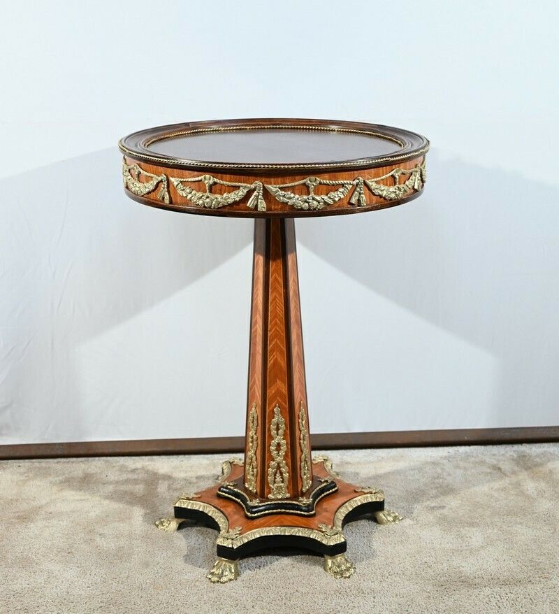 Precious Wood Pedestal Table, Restoration Style, Napoleon III Period – Mid 19th Century