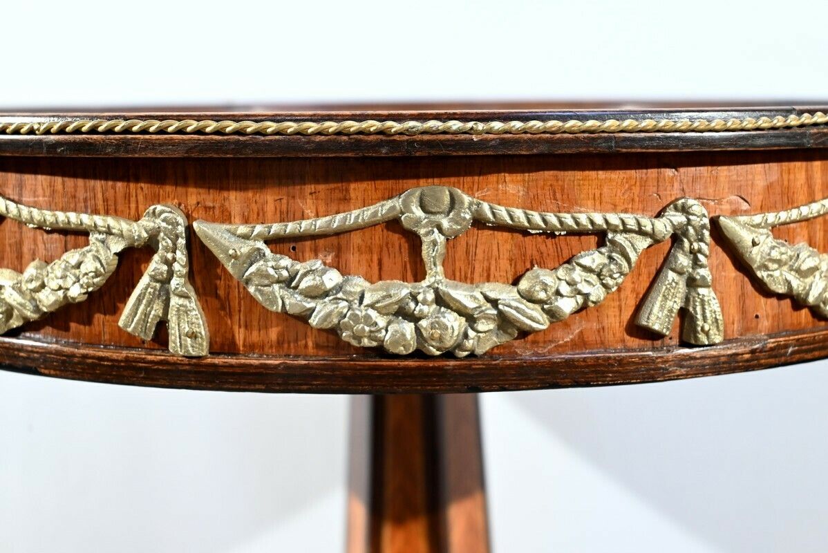 photo for sale Precious Wood Pedestal Table, Restoration Style, Napoleon III Period – Mid 19th Century