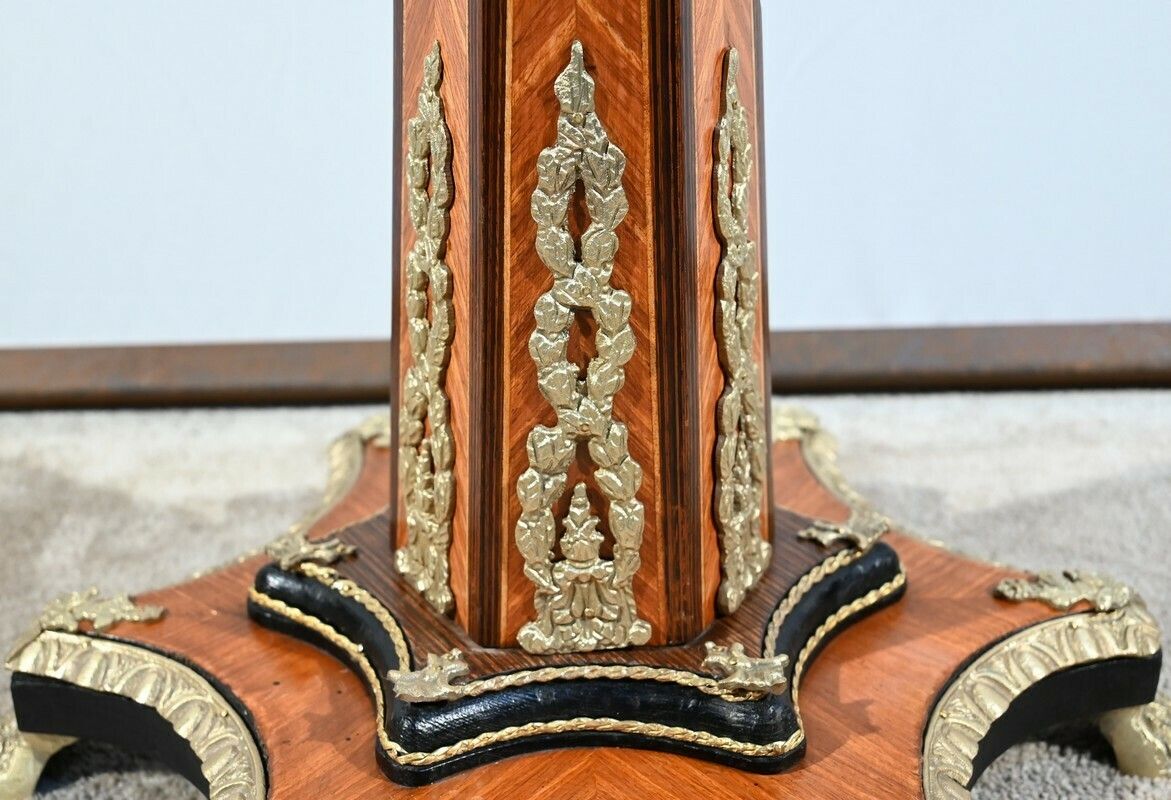 photo buy Precious Wood Pedestal Table, Restoration Style, Napoleon III Period – Mid 19th Century