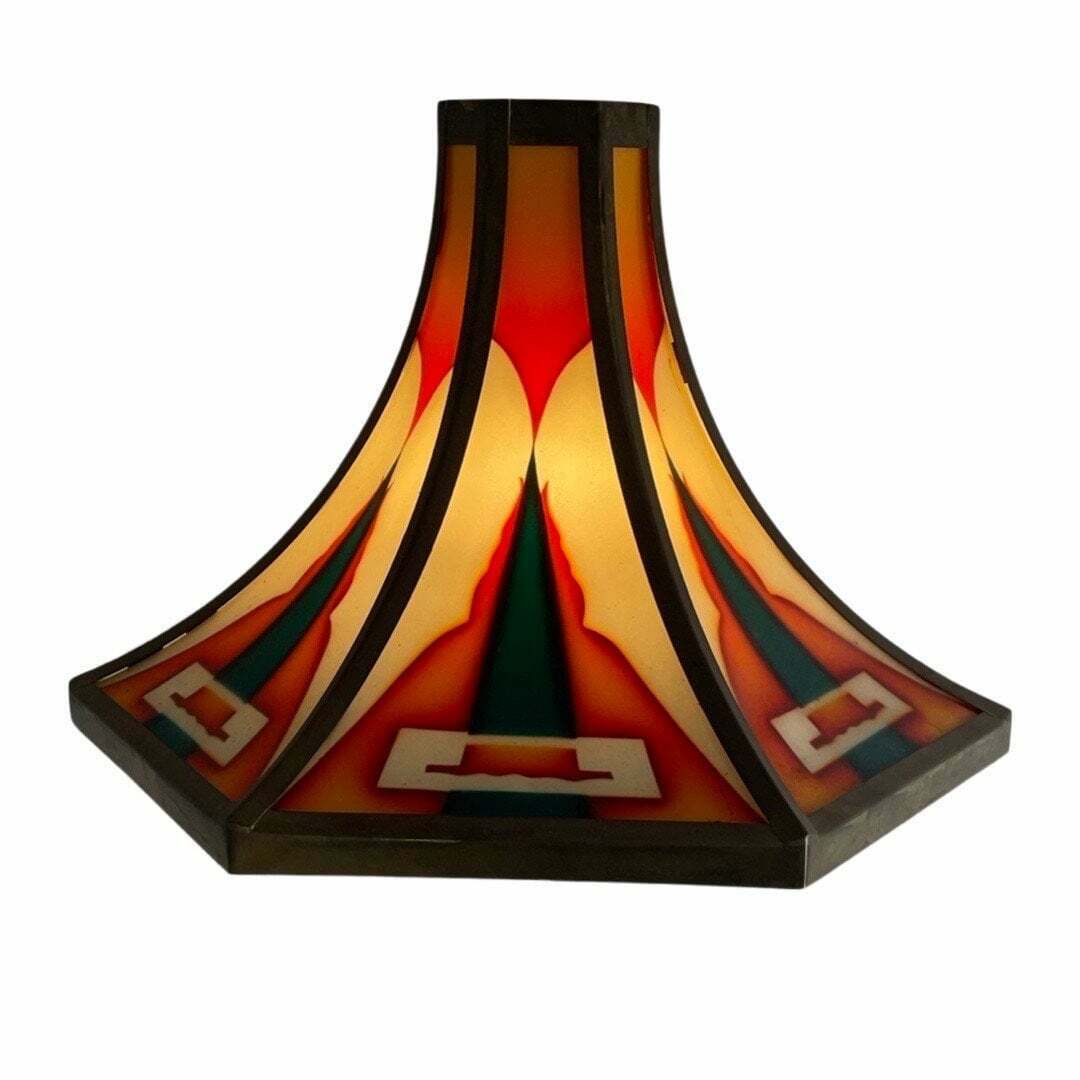 Art Deco / Amsterdam School   Stained Glass Wall Sconce   Bronze Frame   In The Style Of Tuschinski   Multiple In Stock photo vintage