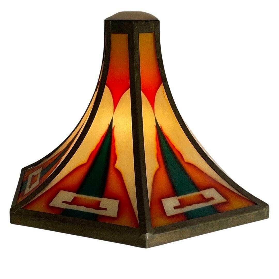 photo furniture Art Deco / Amsterdam School   Stained Glass Wall Sconce   Bronze Frame   In The Style Of Tuschinski   Multiple In Stock