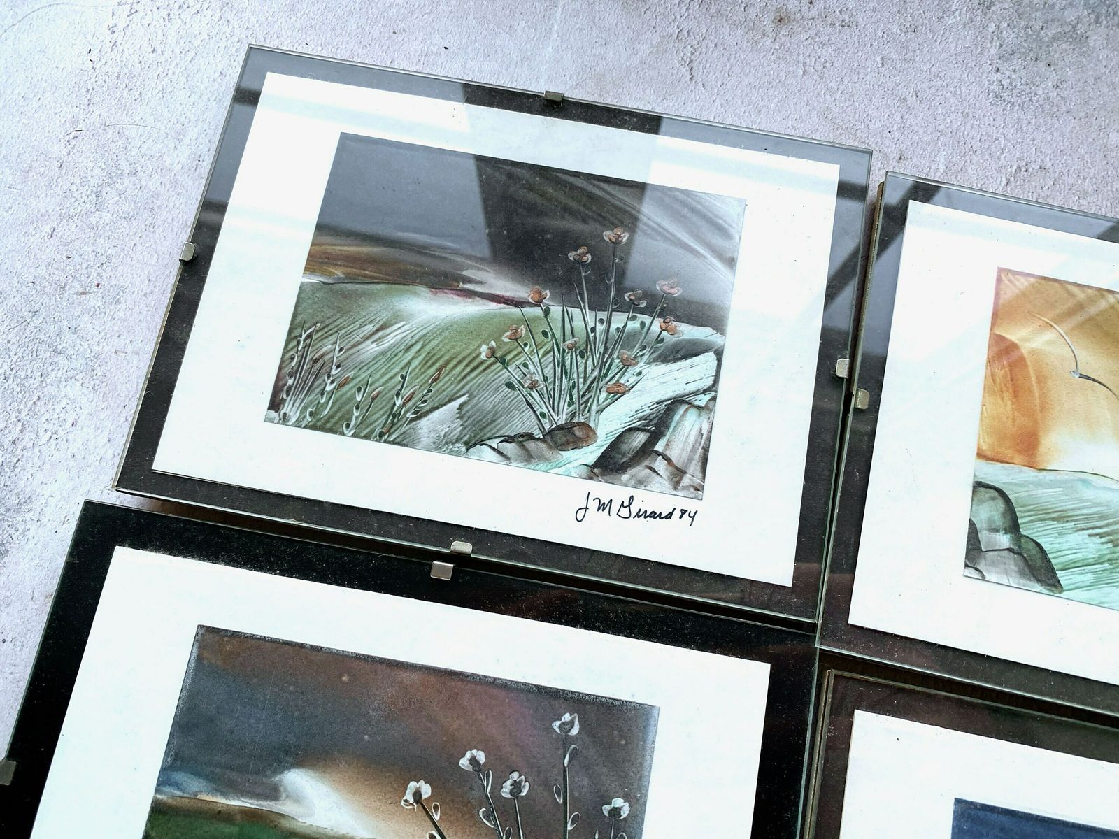 5 X Original Vintage Landscape Artworks   Signed Jean Marie Girard 1984 Framed photo furniture