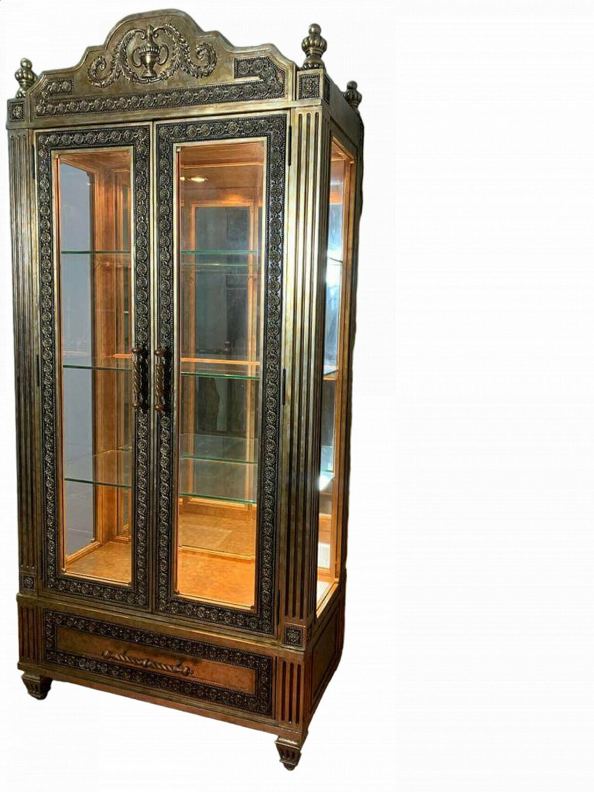 Louis XVI Style Gold Finished Display Case By Lam Lee Group, 1990s