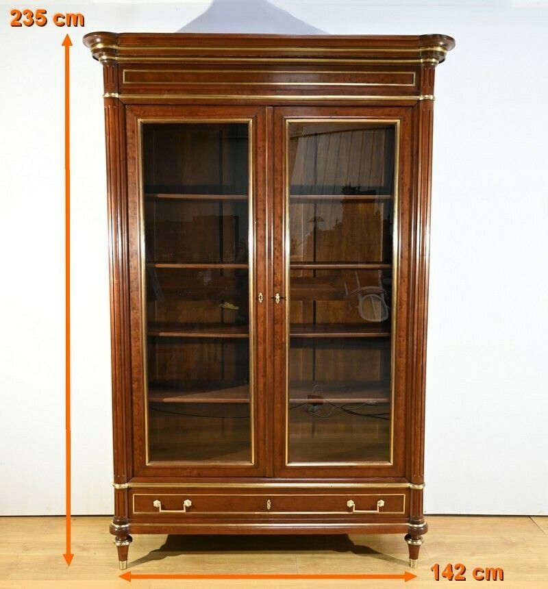 Large Mahogany Bookcase, Louis XVI Style – Mid 19th Century photo for sale