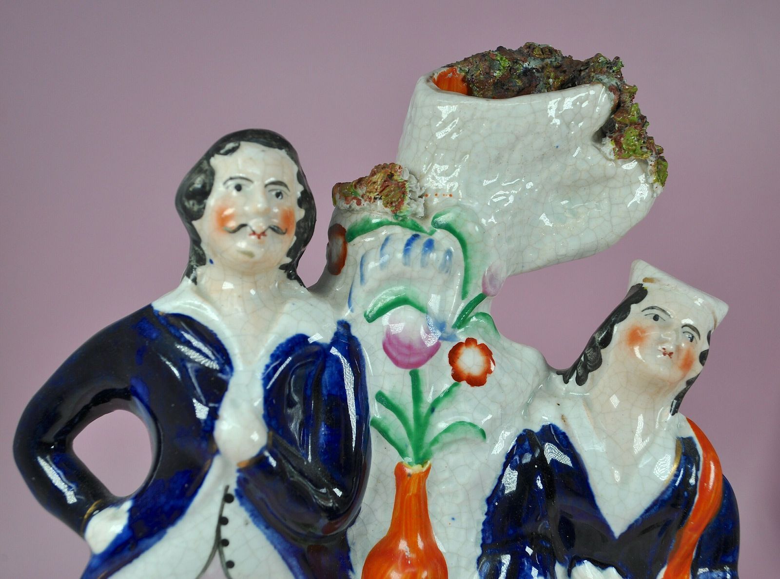 Staffordshire Figures Spill Vase, Antique Staffordshire photo Home Decor