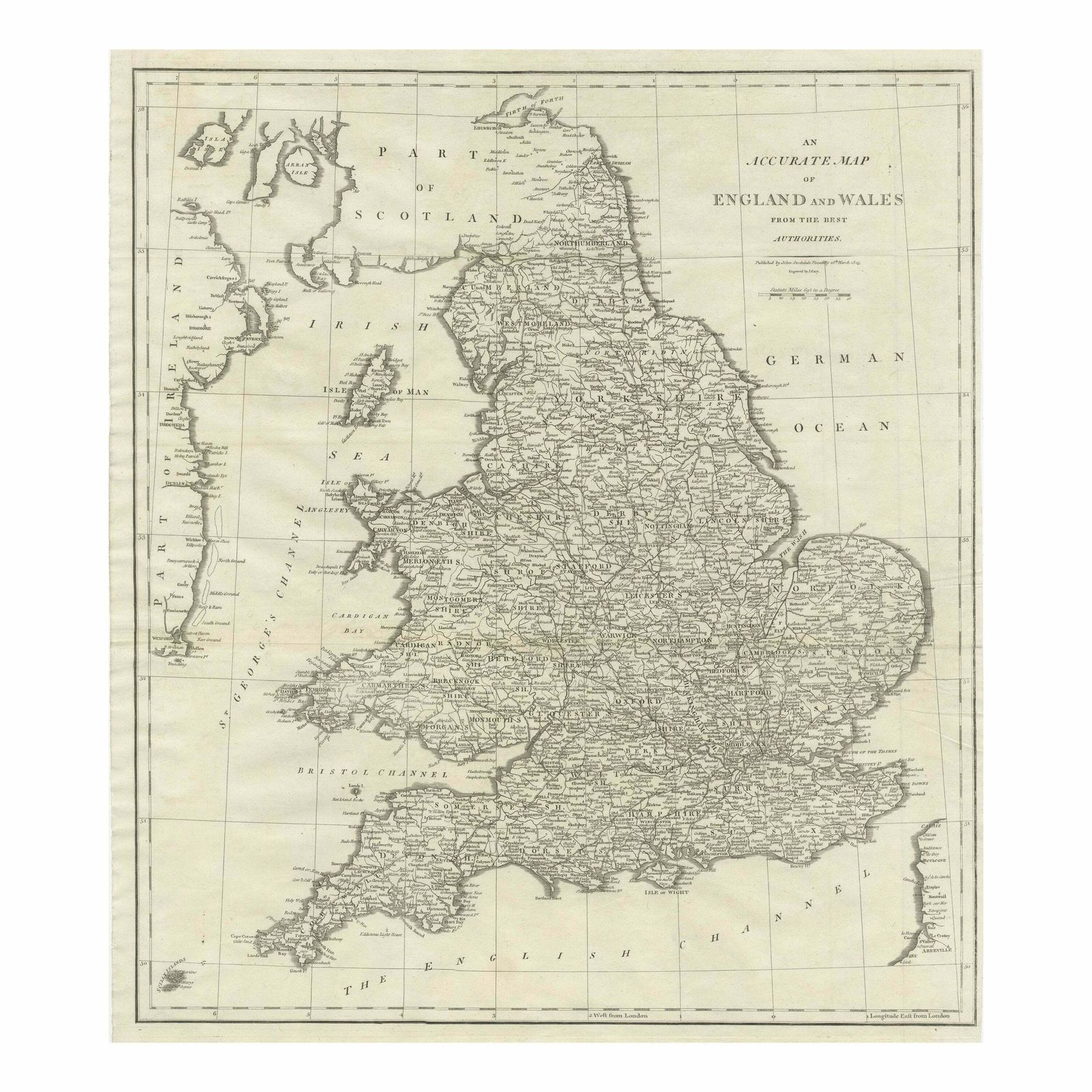 Large Antique Map Of England And Wales