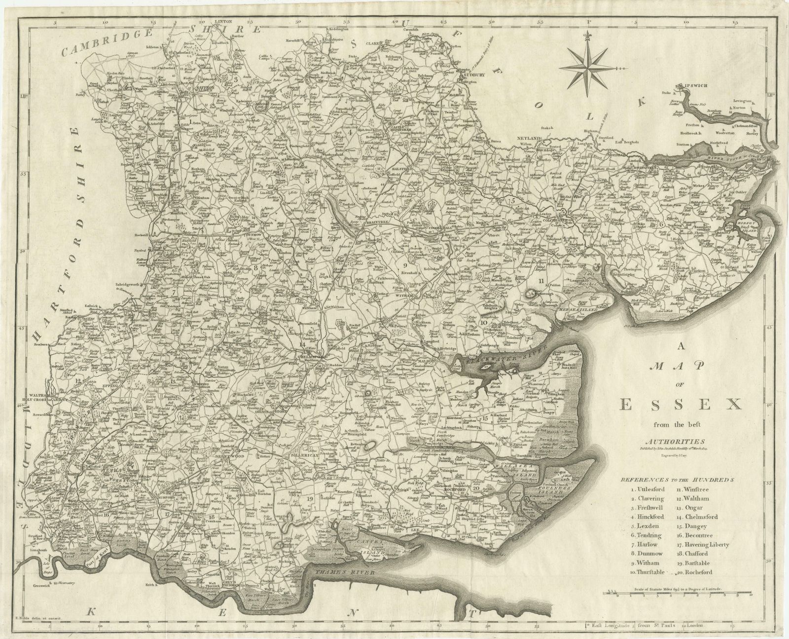 Large Antique County Map Of Essex, England photo furniture